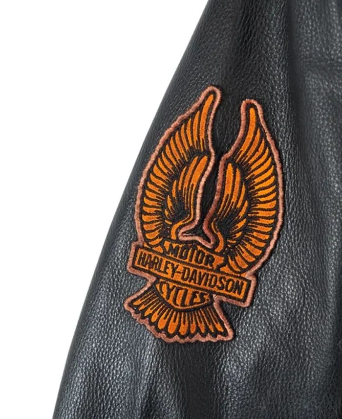 Men's Burning Eagle Leather Jacket sleeve patch