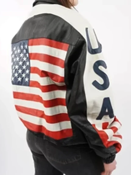 Michael Hoban American Flag USA Leather Jacket side