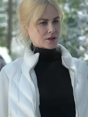Nicole Kidman A Family Affair 2024 White Puffer Jacket front