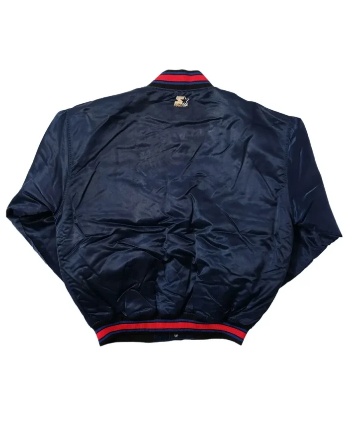 Philadelphia 76ers Bomber Navy Satin Jacket back