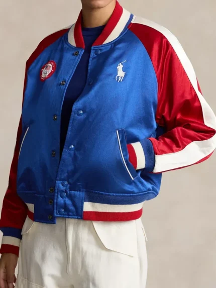 Team USA Satin Baseball Jacket front