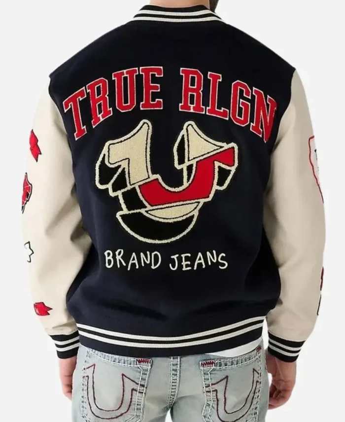 True Religion Varsity Black Jacket back