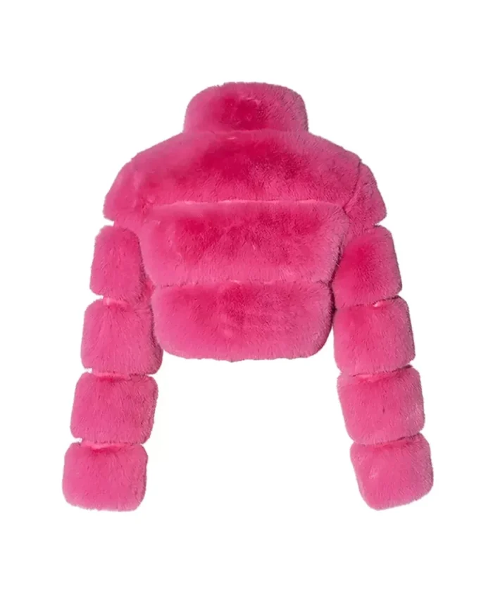 Azalea Wang Barbz Pink Fur Jacket back