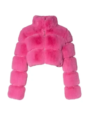 Azalea Wang Barbz Pink Fur Jacket front