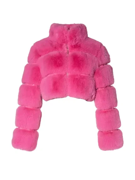Azalea Wang Barbz Pink Fur Jacket front