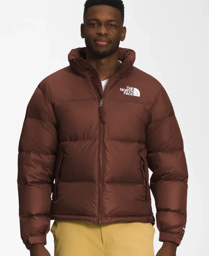 Brown North Face Puffer Jacket front