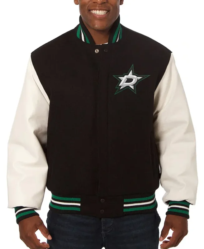 Dallas Stars Two-Tone Wool Varsity Jacket front