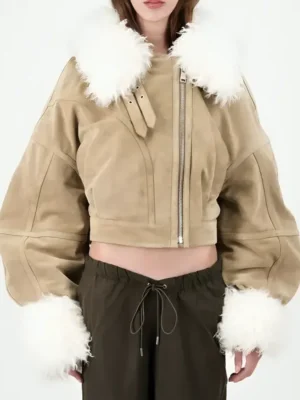Emily in Paris S04 Camille Beige Suede Jacket front