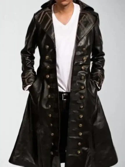 Handmade Leather Trench Coat front