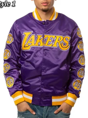 LA Lakers Champs 17 Patches Satin Jacket