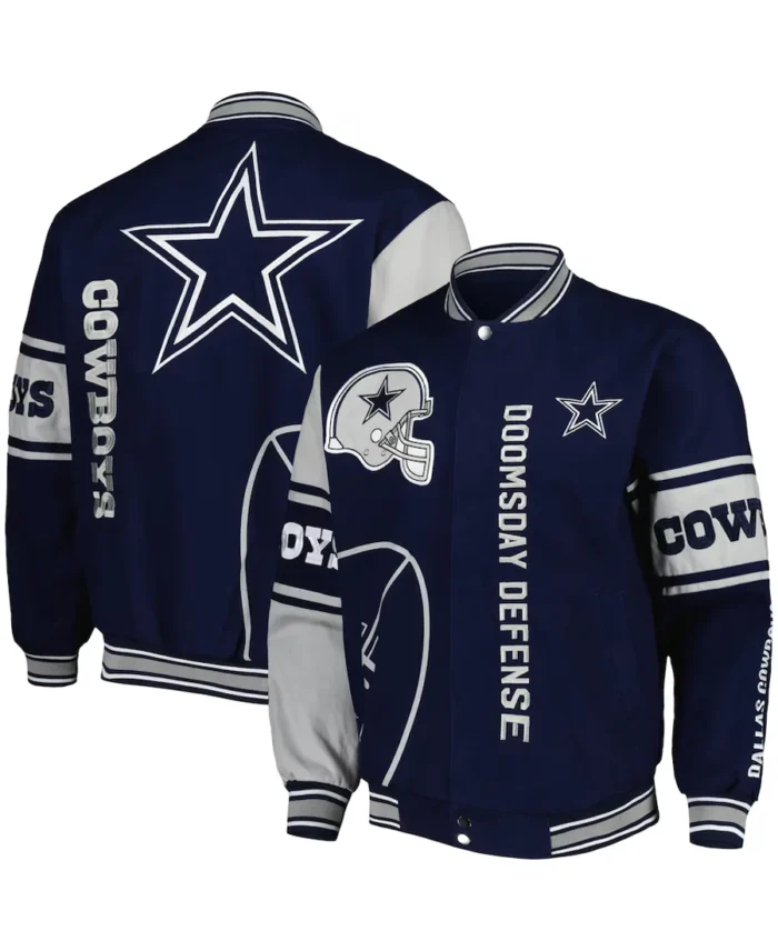 Men's Cowboys Twill Full-Snap Jacket front & back