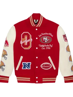 OVO x NFL San Francisco 49ers Varsity Jacket front