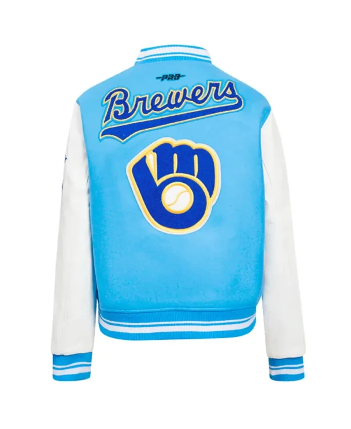 Retro Classic Rib Milwaukee Brewers Varsity Jacket back