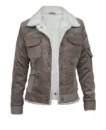 The Mother Jennifer Lopez Brown Shearling Jacket front