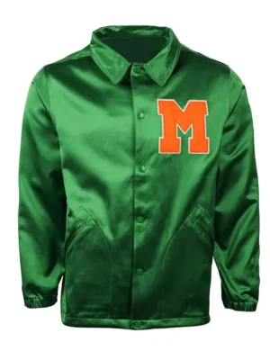 University of Miami Green Satin Windbreaker Jacket front