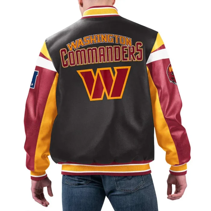 Washington Commanders Black Varsity Full-Zip Leather Jacket Men