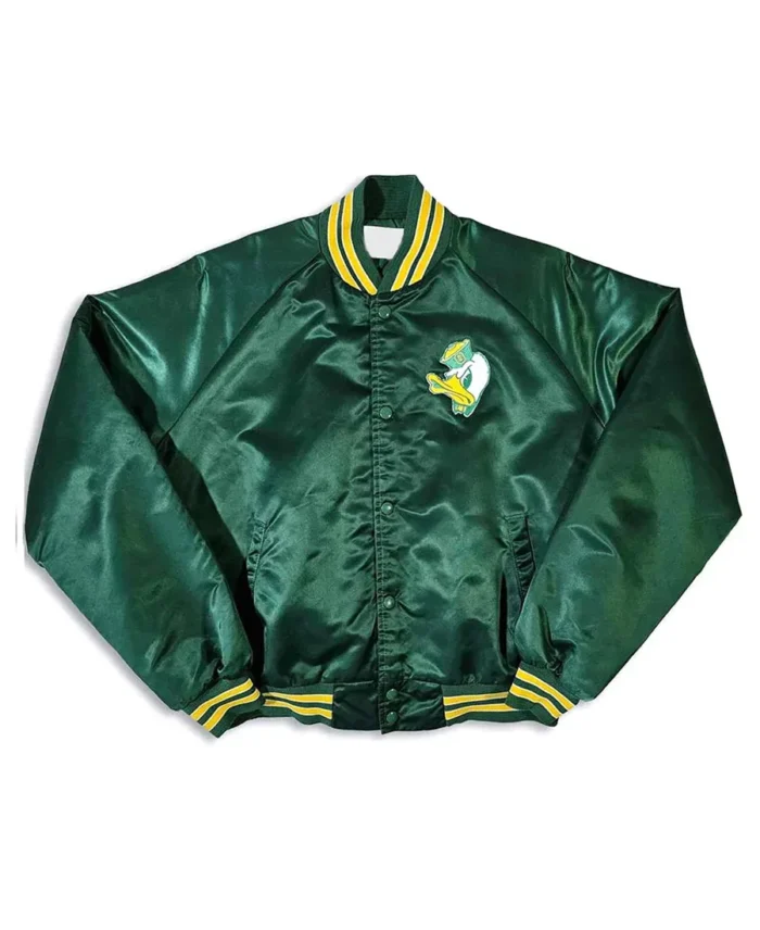 80’s Oregon Ducks Green Bomber Jacket front