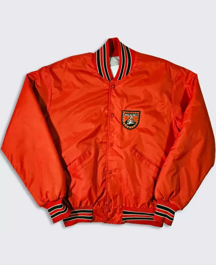 90’s Miami Hurricanes Delong Bomber Jacket front