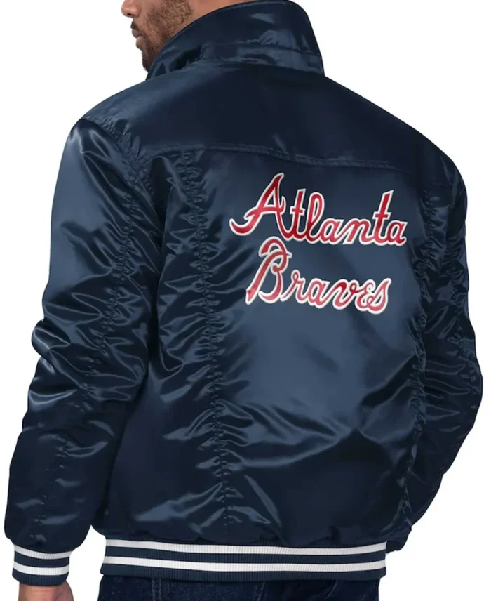 Atlanta Braves Navy Silver Tab Trucker Jacket back