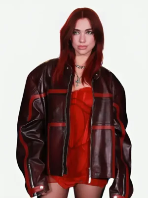 BRIT Awards 2024 Dua Lipa Leather Jacket front