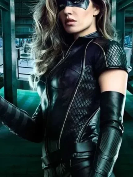 Black Canary Arrow Leather Jacket front