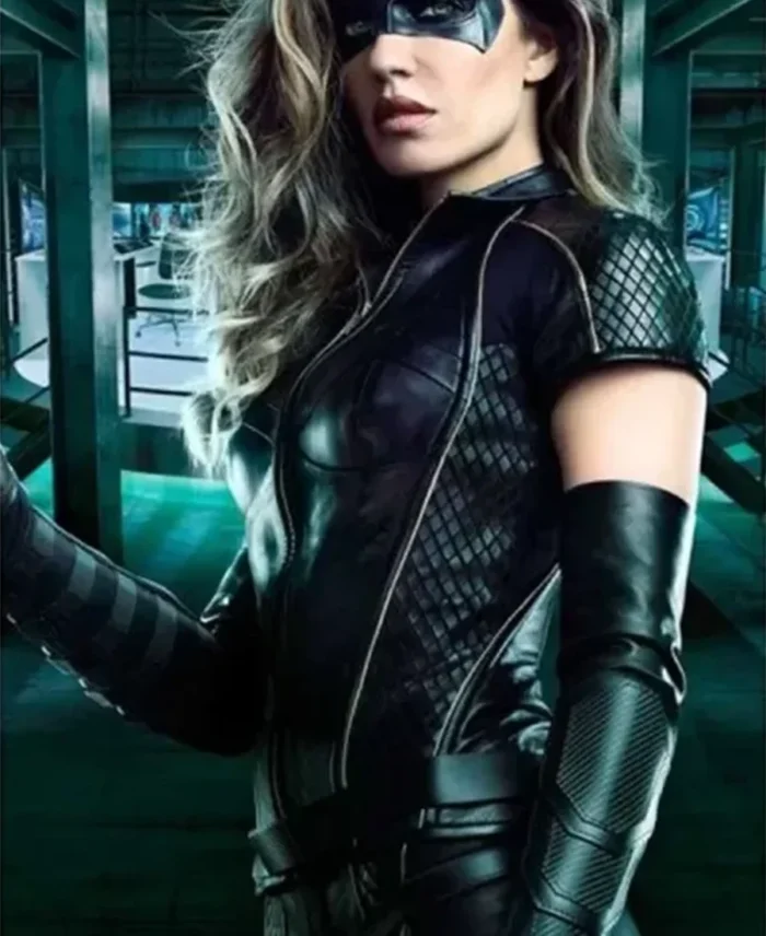 Black Canary Arrow Leather Jacket front