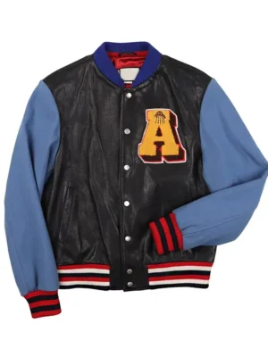 Blind for Love Varsity Bomber Wool & Leather Jacket front