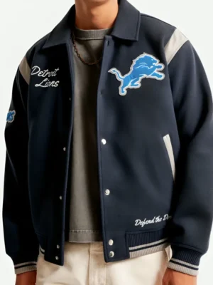 Detroit Lions Varsity Bomber Jacket front