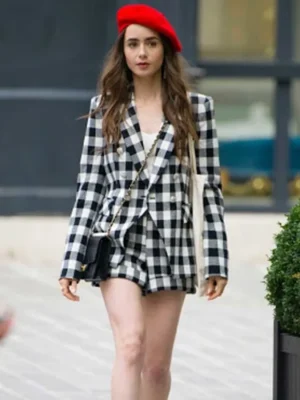 Emily In Paris Emily Cooper Checked Cotton Blazer front