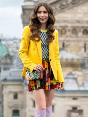 Emily In Paris Emily Cooper Yellow Jacket front