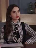 Emily-in-Paris-S4-Lily-Collins-Checks-Shirt-with-Tie-510x680