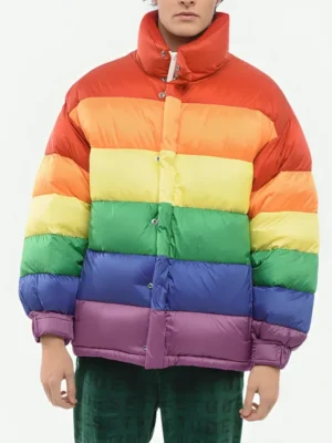 Gooba 69 Rainbow Puffer Jacket front