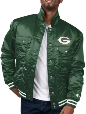 Green Bay Packers Silver Tab Trucker Jacket front