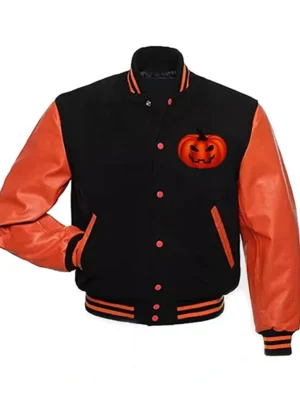 Happy Halloween Printed Bomber Jacket front
