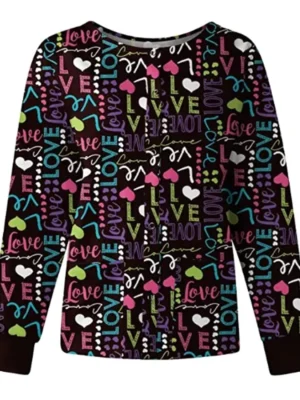 Love Love Halloween Scrub Jacket front