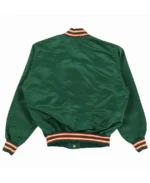 Miami Hurricanes 80’s Green Satin Jacket back