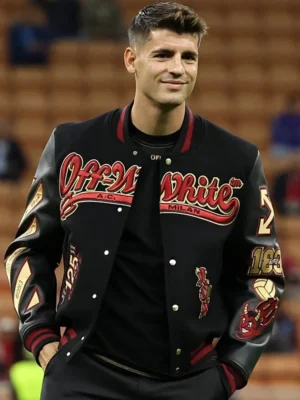 Off White Ac Milan Black Varsity Jacket front