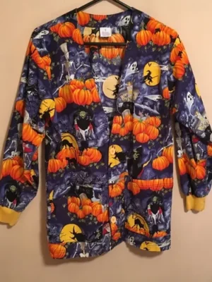 Pumpwitch Halloween Scrub Jacket front