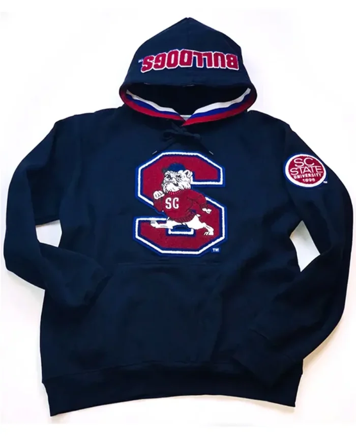 South Carolina State University Letterman Navy Blue Hoodie front