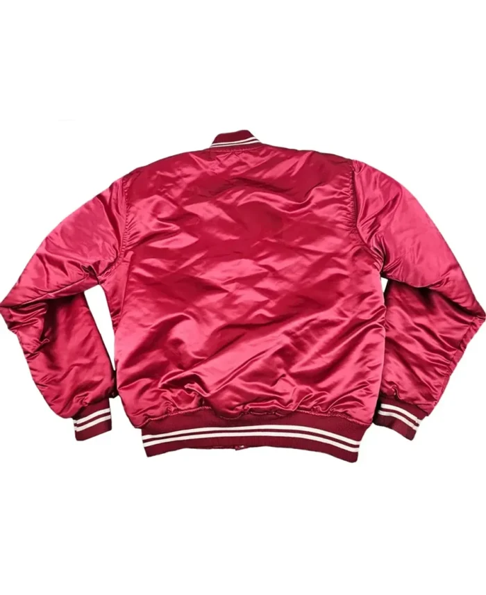 Stanford Spellout Red Varsity Satin Jacket back