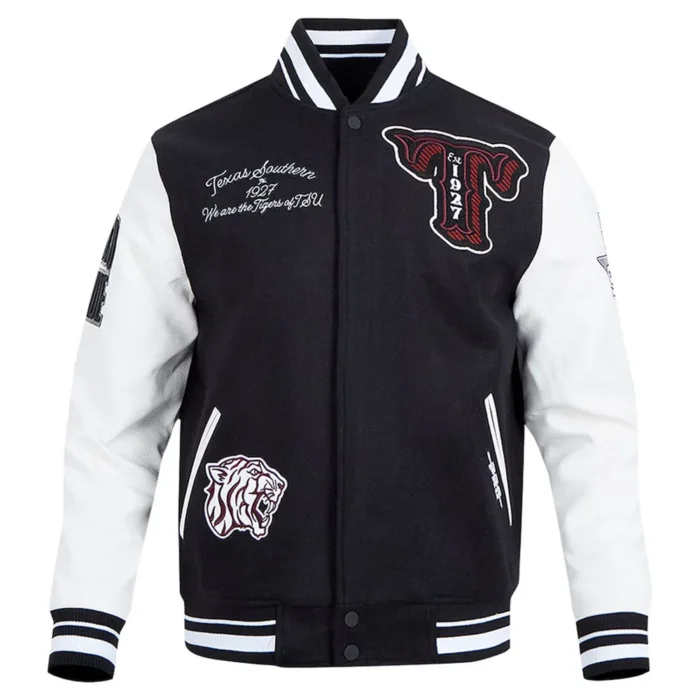 Texas Southern Tigers Black and White Varsity Full-zip Jacket