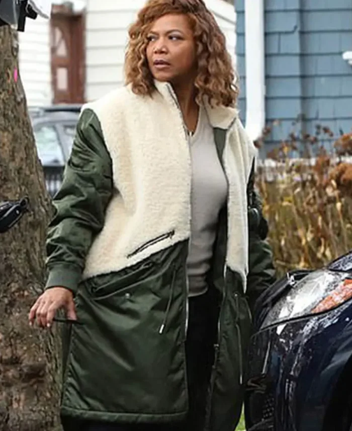 The Equalizer Queen Latifah Green and White Coat side