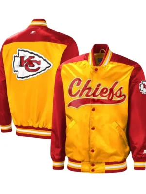 Tradition Kansas City Chiefs Varsity Satin Jacket front & back