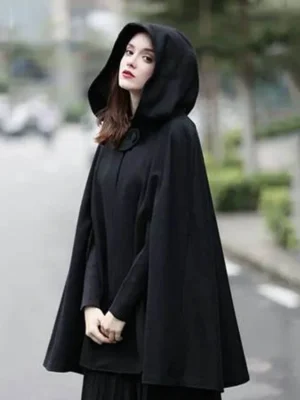 Womens Halloween Cloak Cape Coat front