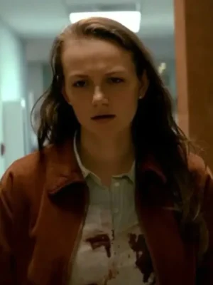 Andi Matichak Halloween Kills Brown Shirt Style Jacket front