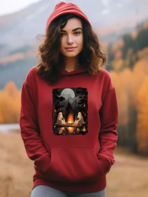 Halloween Book Lover Cute Ghost Hoodie Maroon front