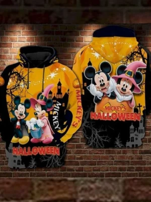 Halloween Mickey And Minnie Disneyland Hoodie front & back