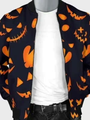 Halloween Pumpkins Pattern Black Jacket front