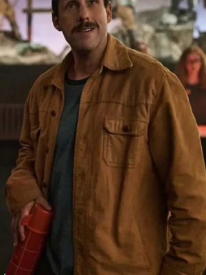 Hubie Halloween Dubois Brown Cotton Long Trucker Jacket front