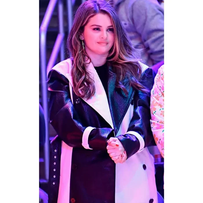 selena-gomez-black-and-white-coat